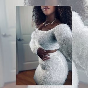 Fur two-piece skirt set